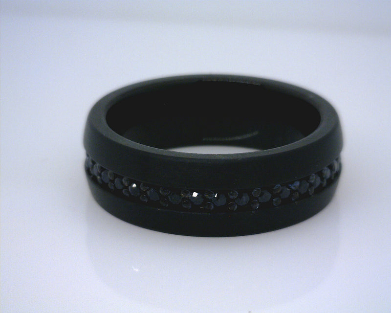 MENS TUNGSTEN/SAPPHIRE  BAND