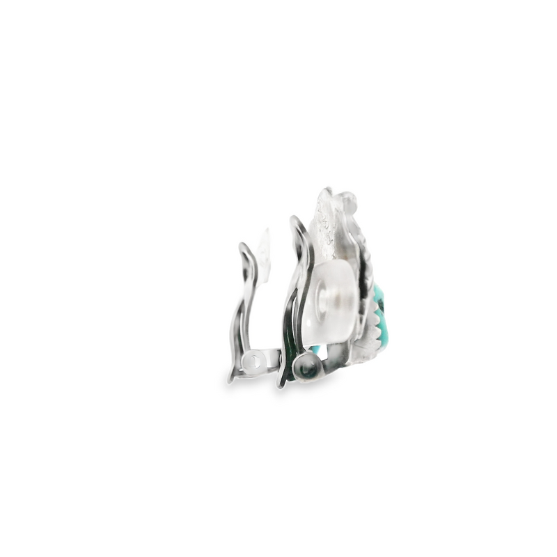 Sterling Silver Native American Turquoise Clip On Earrings