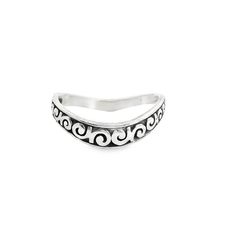 Sterling Silver Chevron Band with Antiquing