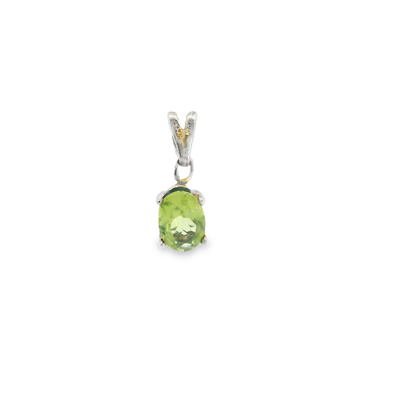 Sterling Silver Peridot Solitaire Pendant