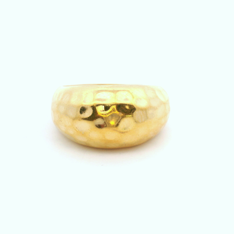 Gold Plated Sterling Silver Domed Hammer Band Size 6