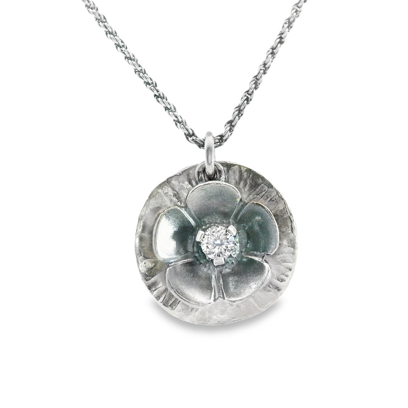 Silpada Sterling SIlver & CZ Flower Pendant with 20