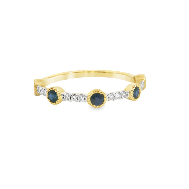 10K YG Sapphire & Diamond Ring