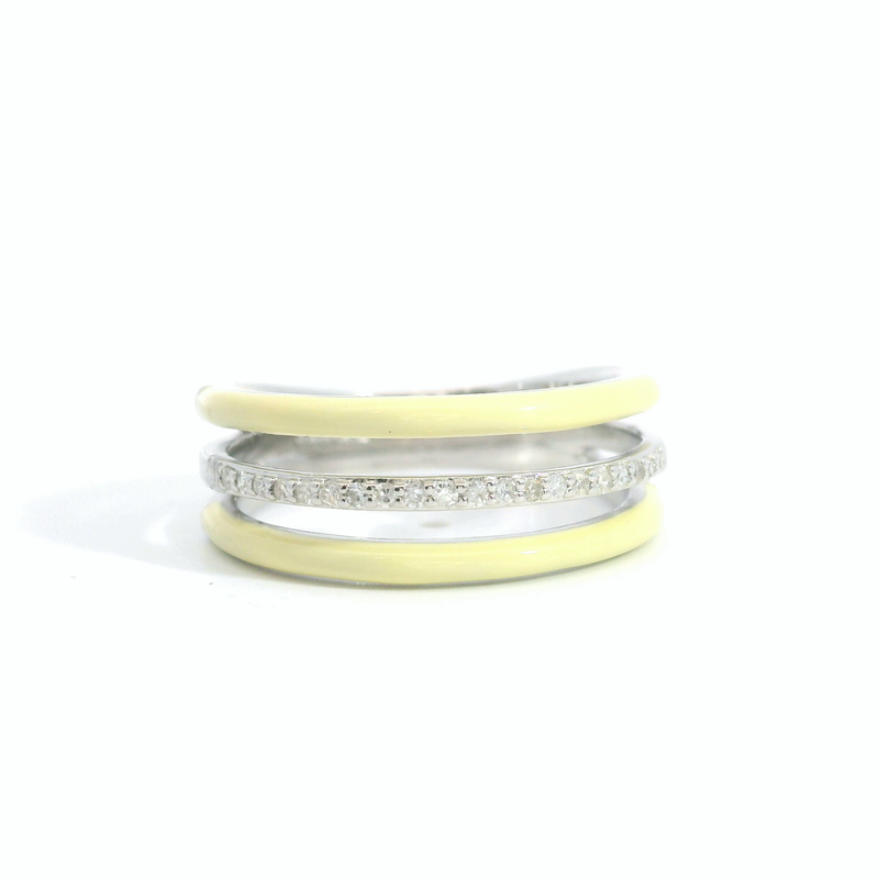 Sterling Silver Diamond & Enamel Band