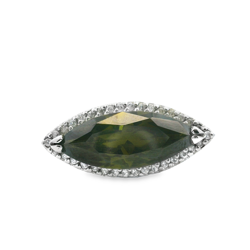 Sterling Silver Green & White CZ Ring Size 7