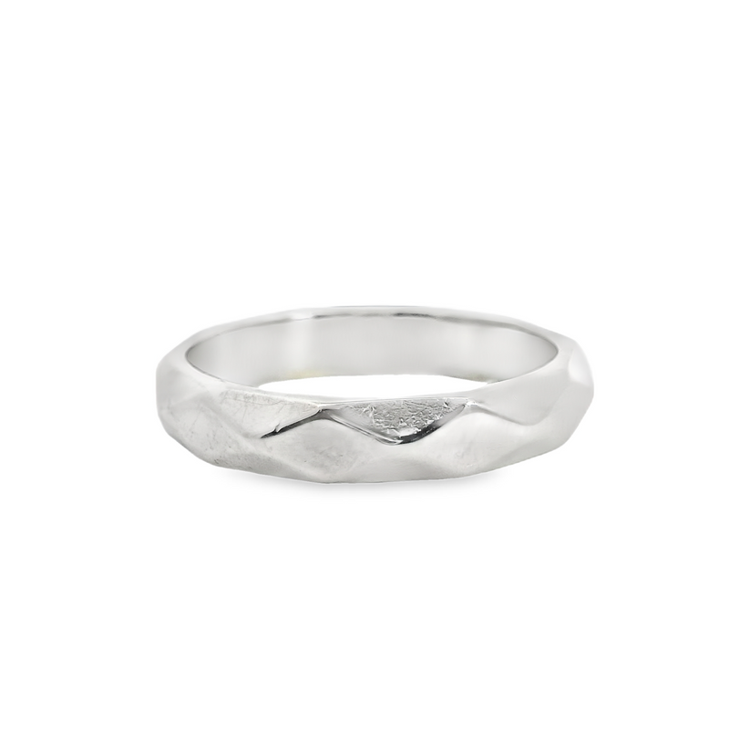 14K WG Diamond Cut Wedding Band