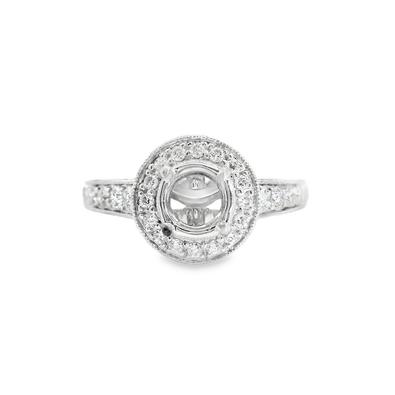 18K WG DIAMOND HALO ENGAGEMENT RING