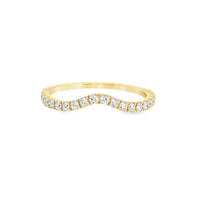 14K YG Curved Diamond Band 0.10 CT TW