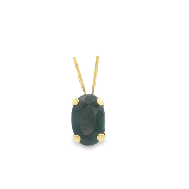 14K YG Sapphire Solitaire Pendant