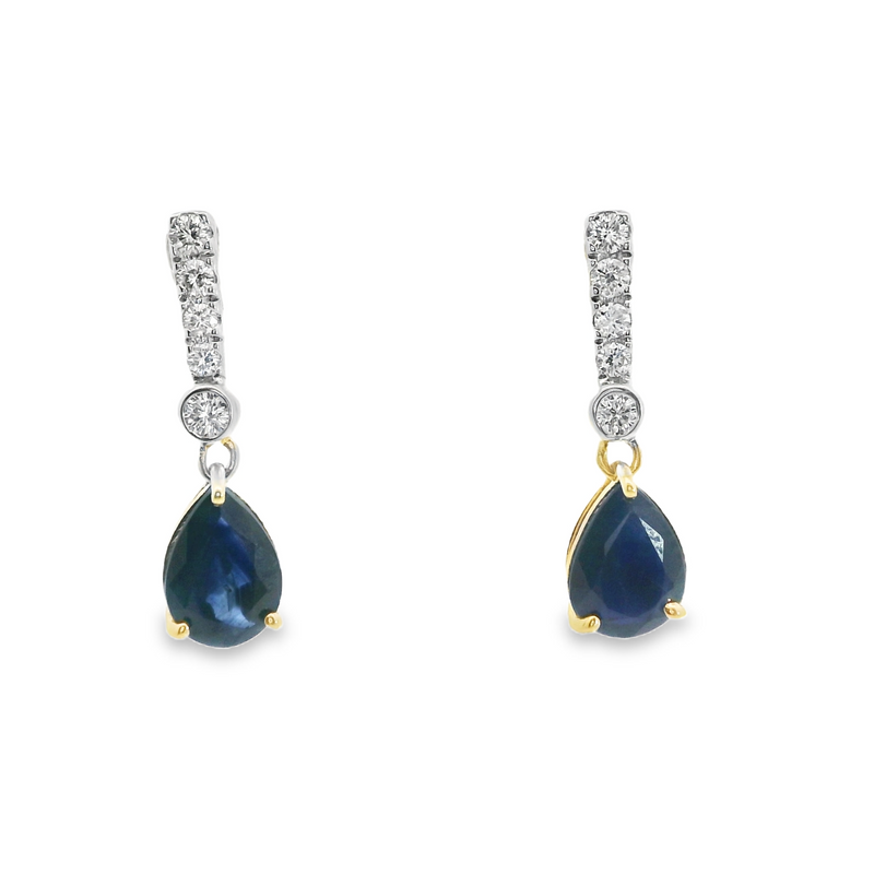 10K YG Sapphire & Diamond Stud Earrings