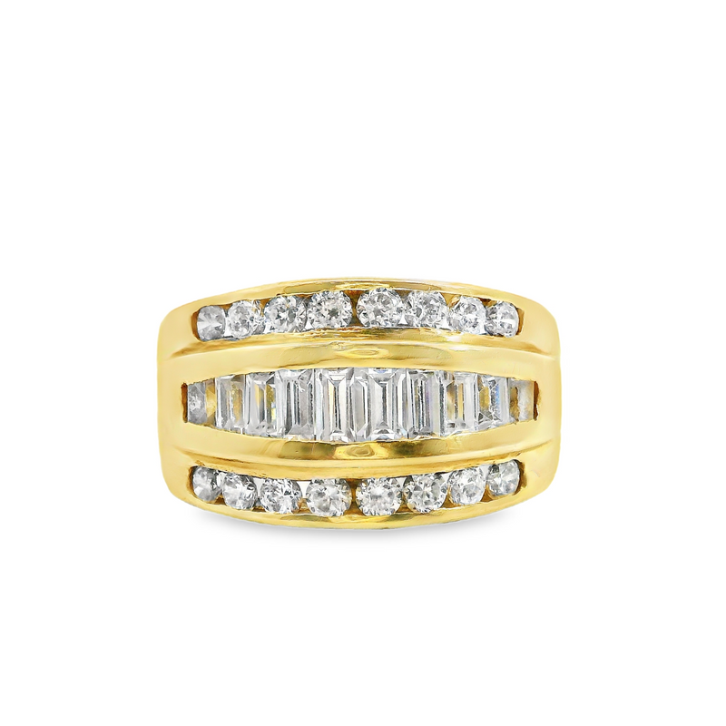 14K YG Wide CZ Band
