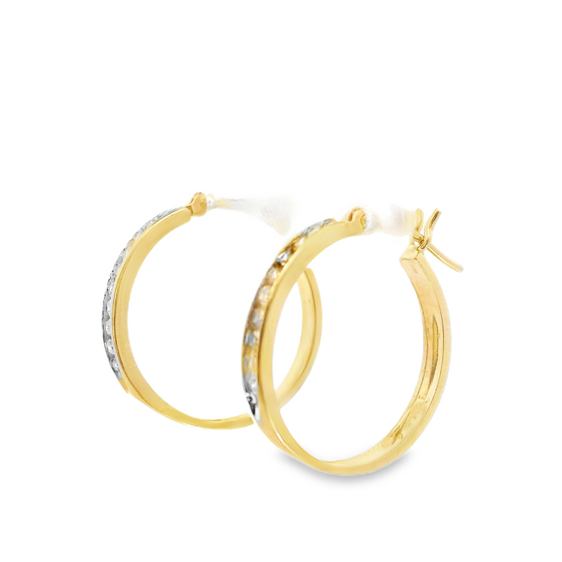 14K YG Diamond Hoop Earrings