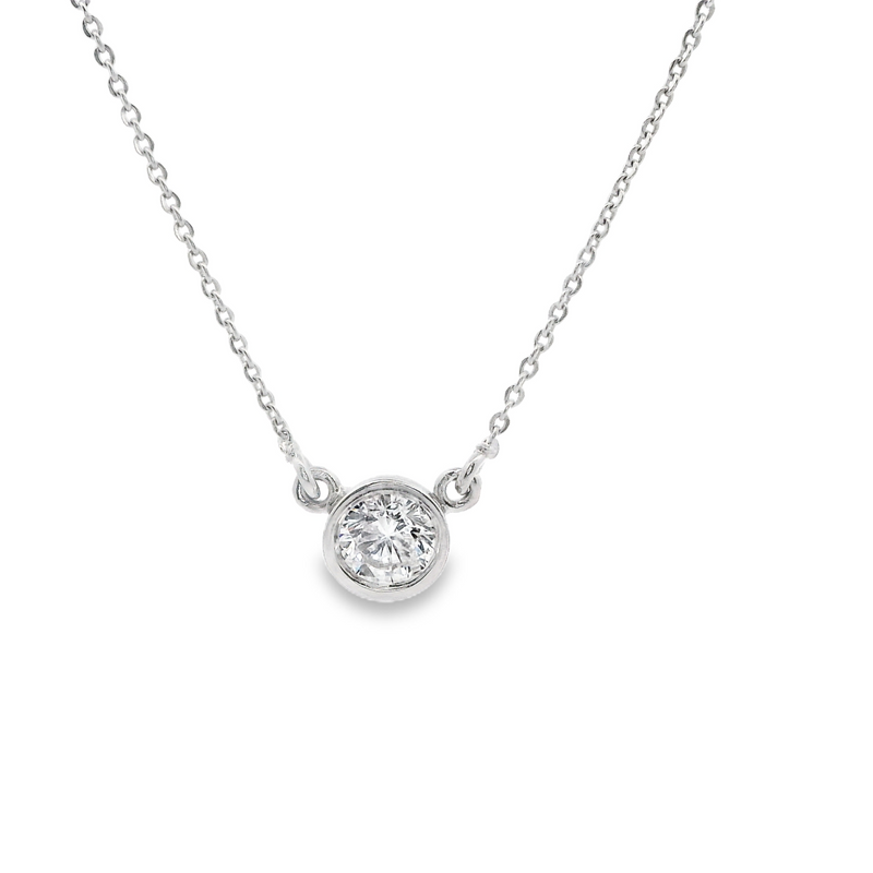 14K WG Solitaire Diamond Necklace 0.25 CT