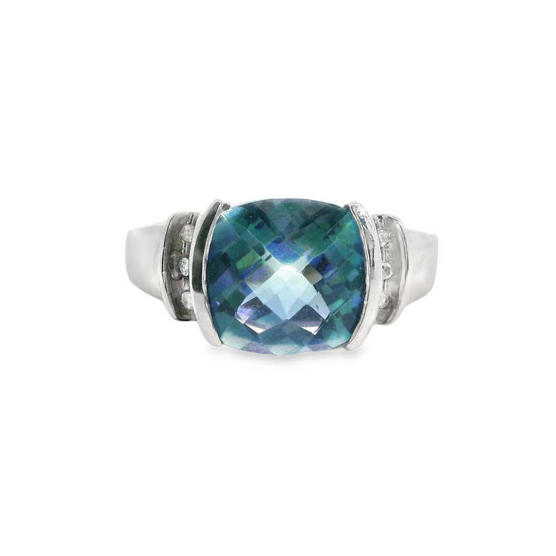 10K WG Mystic Topaz & Diamond Ring