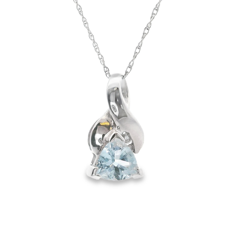 14K WG Aquamarine & Diamond Pendant