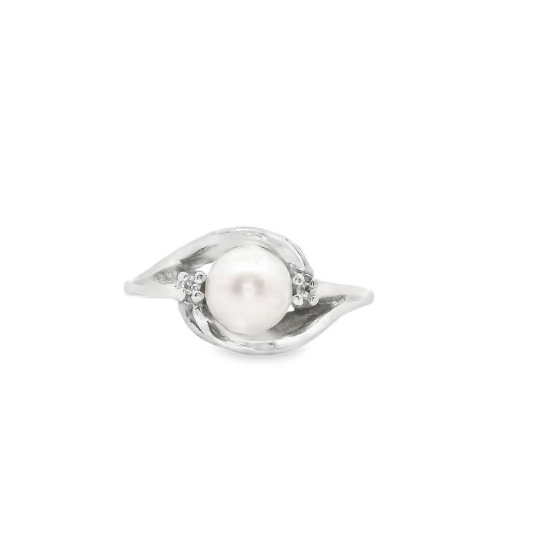 14K WG Pearl Diamond Ring