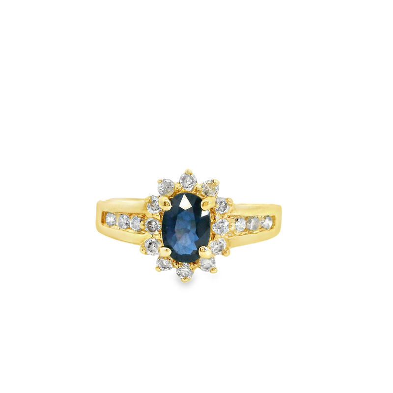 10K YG Sapphire & Diamond Ring