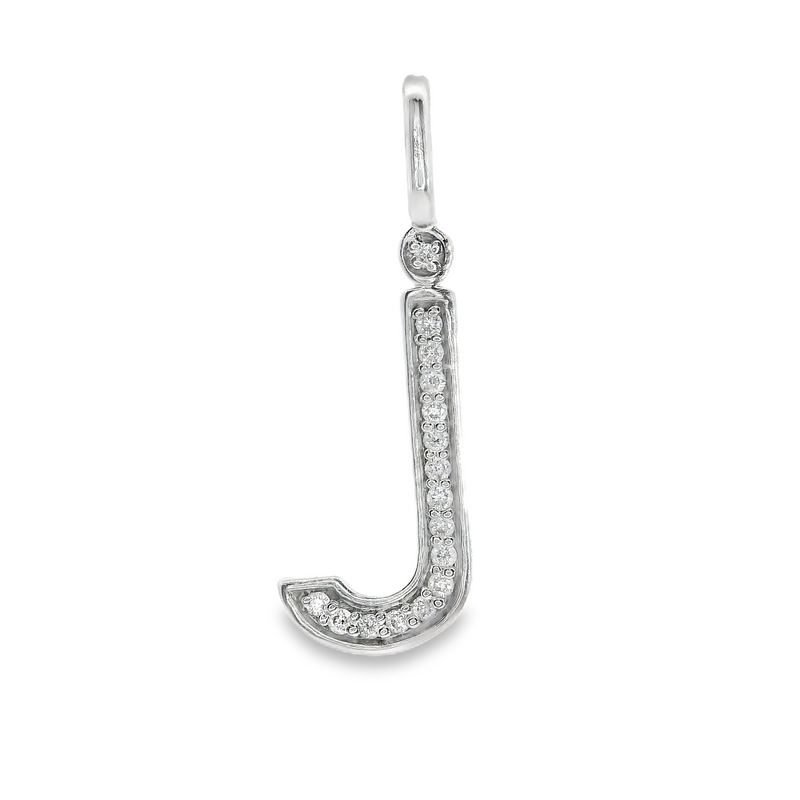 14K WG Diamond J Pendant