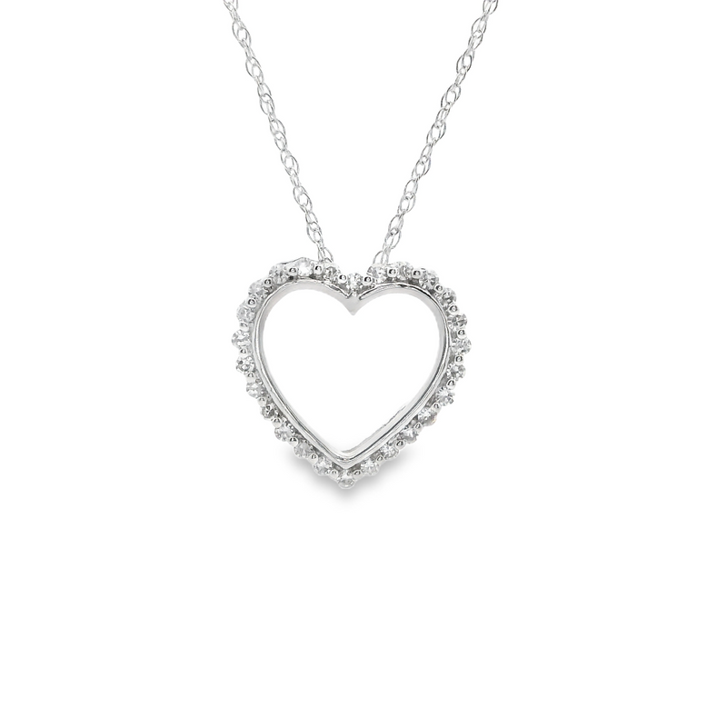 10K WG Diamond Heart Necklace