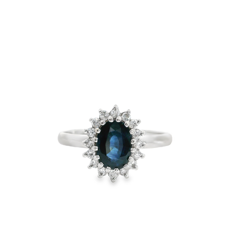 10K WG Sapphire & Diamond Ring
