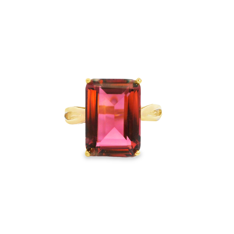14K YG Purple Glass Ring