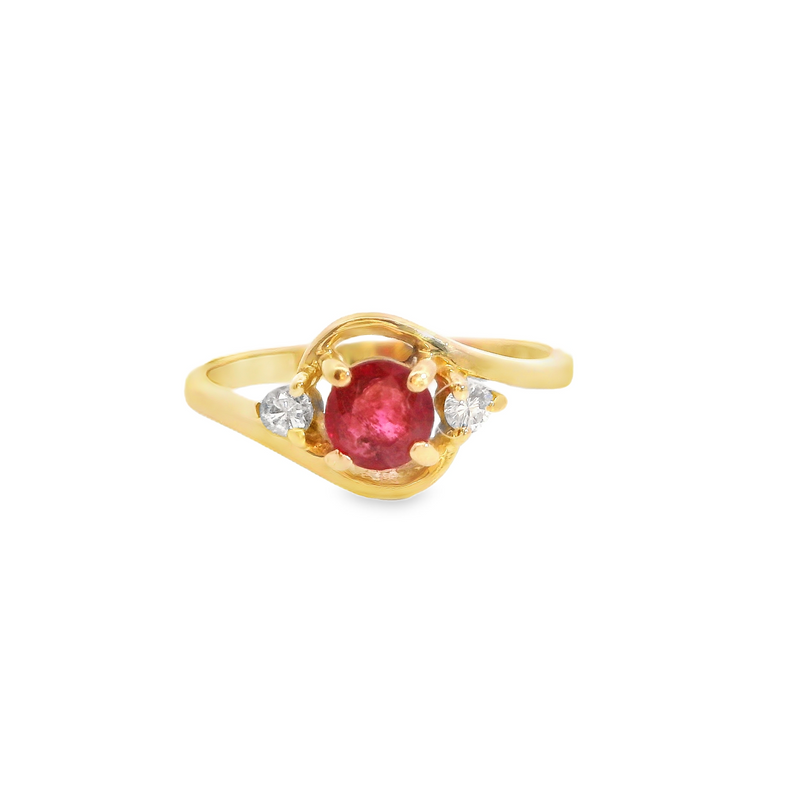 14K YG Ruby & Diamond Ring