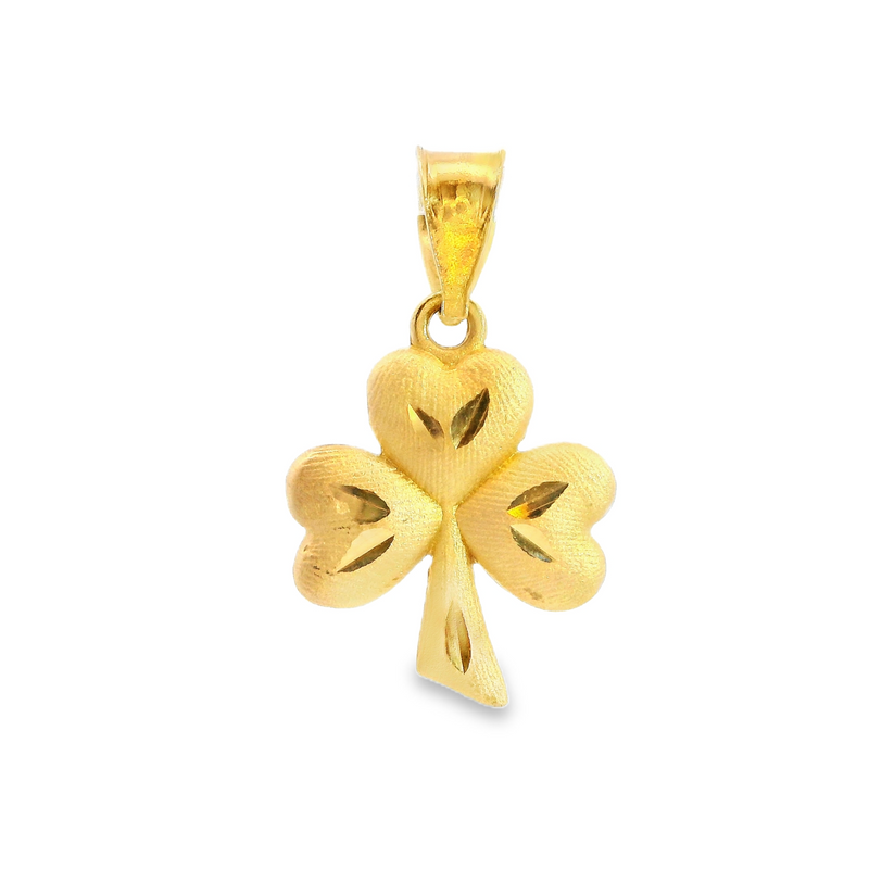 14K YG Shamrock Pendant