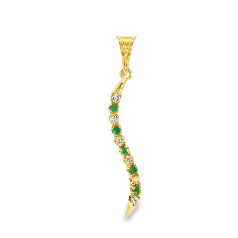 14K YG Emerald & Diamond Pendant