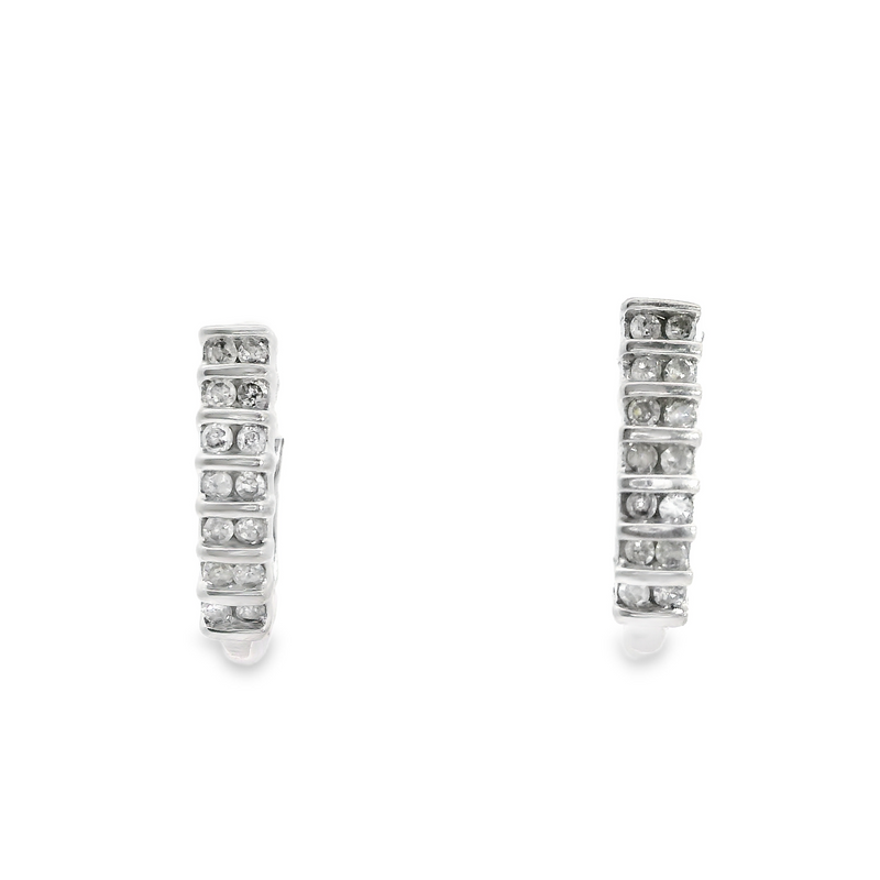 10K WG Diamond Hoop Earrings 0.14 CT TW