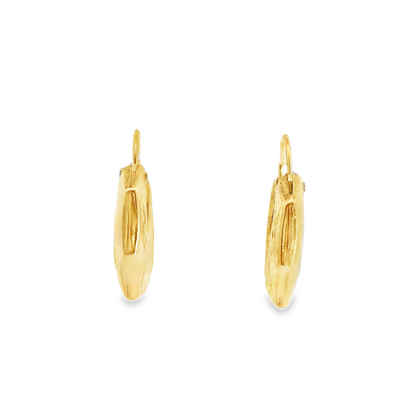 14K YG Patterened Geometric Hoop Earrings