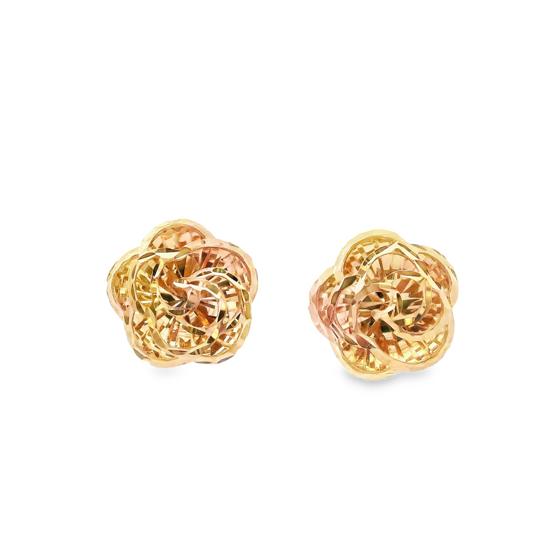 14K YG Rose Stud Earrings