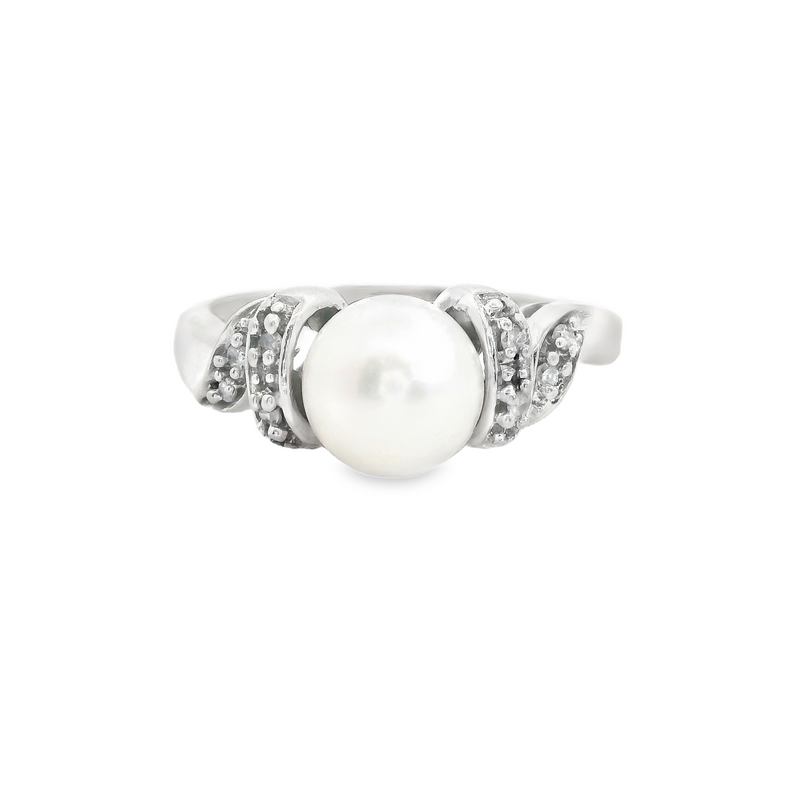 10K WG Pearl & Diamond Ring
