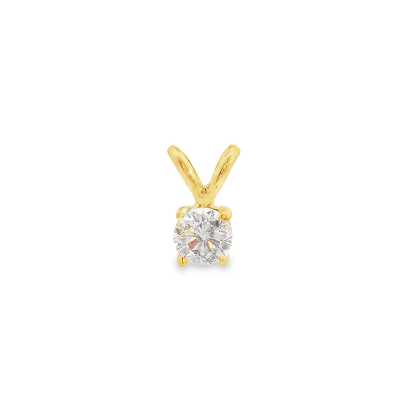 18K YG Solitaire Diamond Pendant