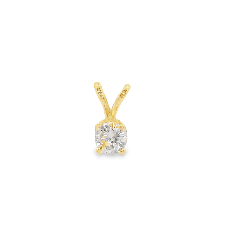 14K YG Solitaire Diamond Pendant