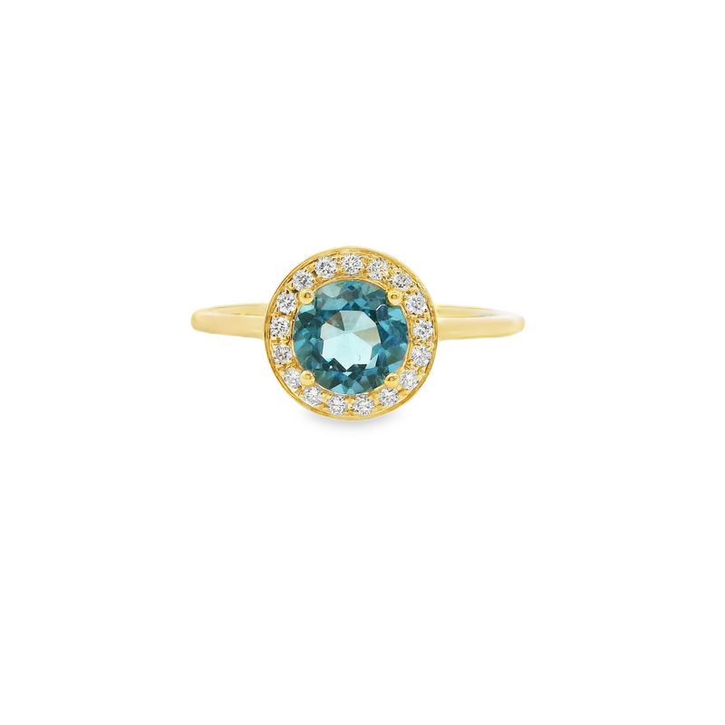 14K YG London Blue Topaz & Diamond Ring