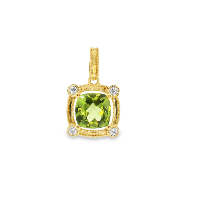 14K YG Peridot & Diamond Pendant