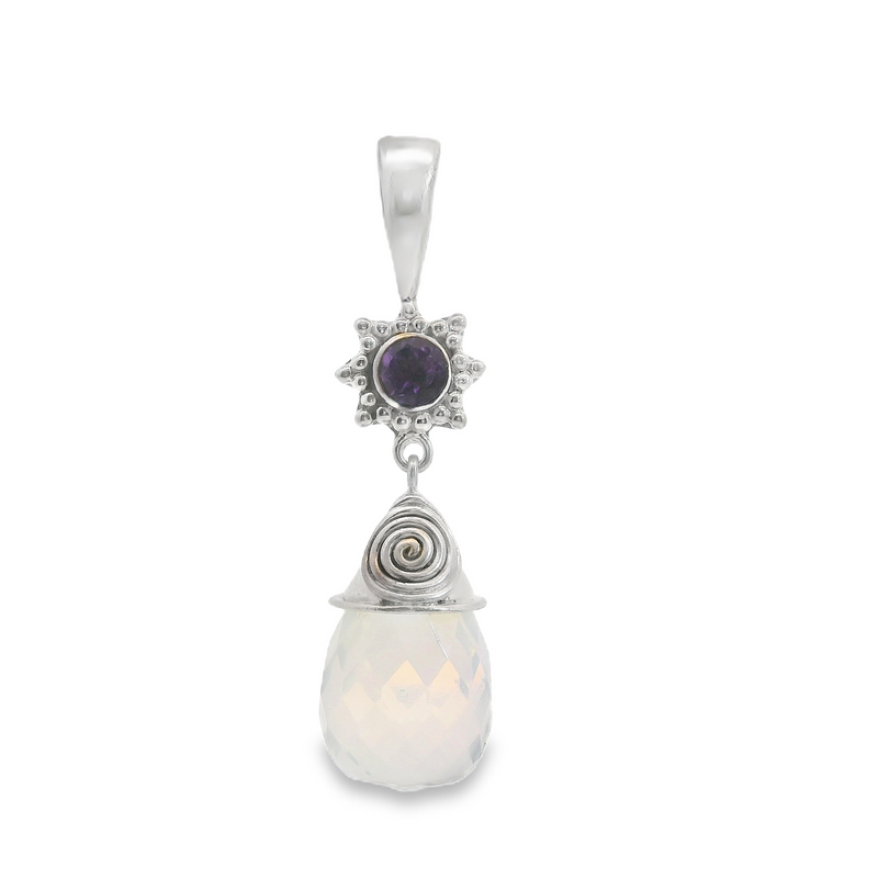 Sterling Silver Sajen Amethyst & Opalite Pendant