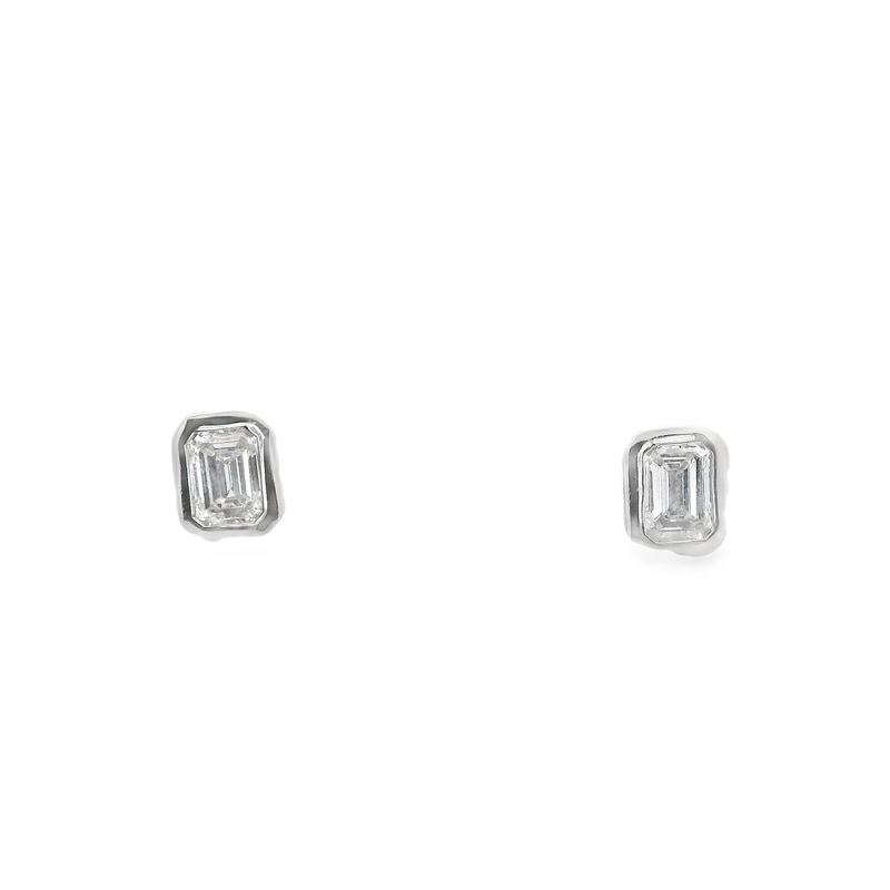Sterling Silver Lab Grown Diamond Bezel Studs