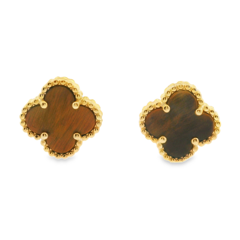 Gold Plated Sterling Silver Tiger Eye Earrings.