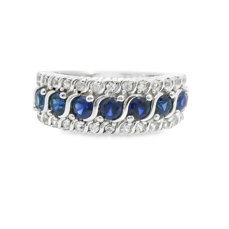 Sterling Silver Lab Grown Sapphire Ring