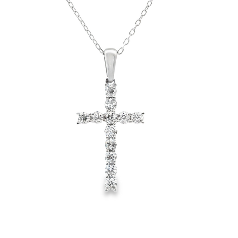 Sterling Silver Lab Diamond Cross Pendant