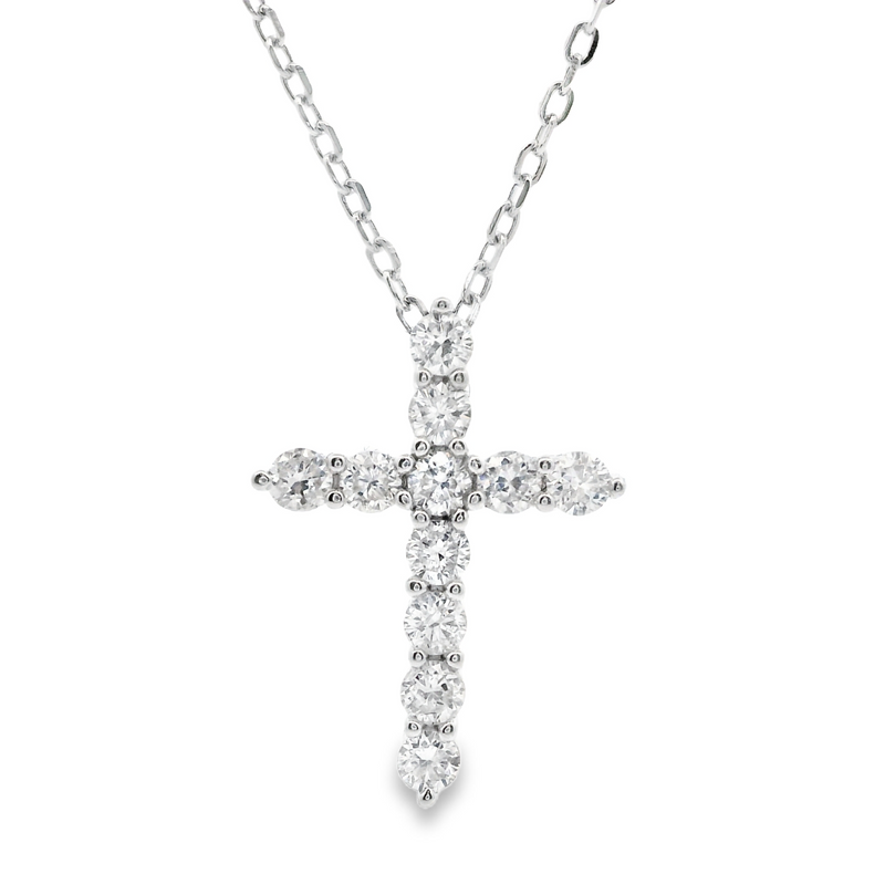 Sterling Silver Lab Diamond Cross Pendant