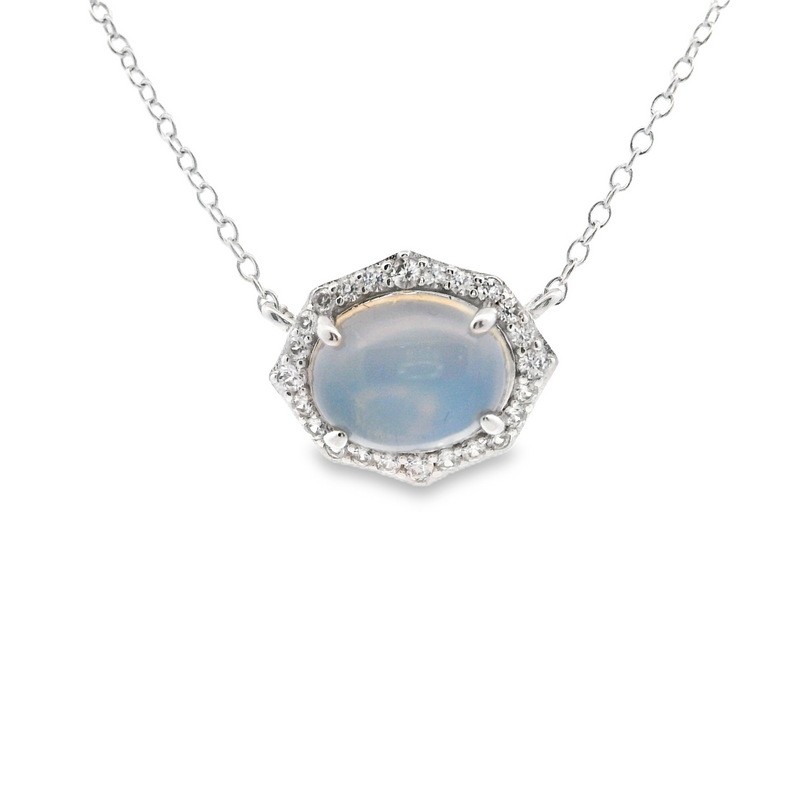 Sterling Silver Opal & White Zircon Pendant