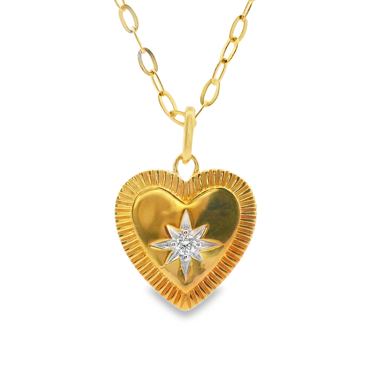 Yellow Gold Plated Lab Grown Diamond Heart Pendant