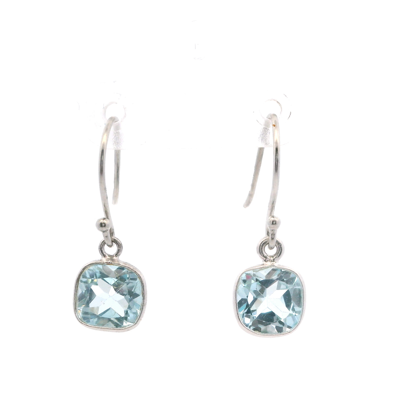 Sterling Silver Blue Topaz Drop Earrings