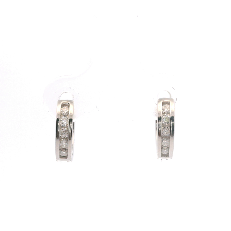 Sterling Silver Moissanite Huggie Hoop Earrings