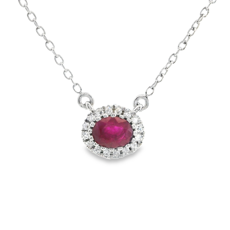 10K WG Ruby & Diamond Necklace