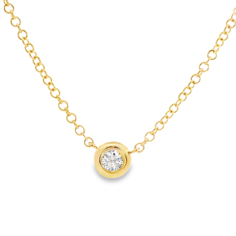 14K YG Diamond Solitaire Necklace