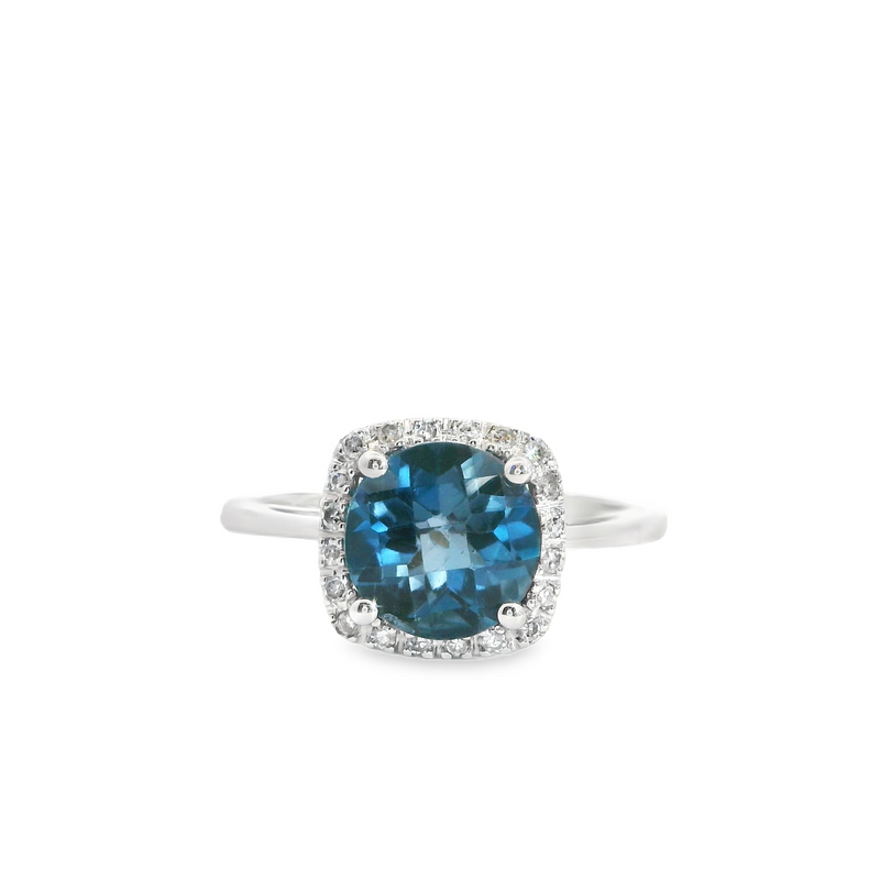 14K WG London Blue Topaz & Diamond Ring