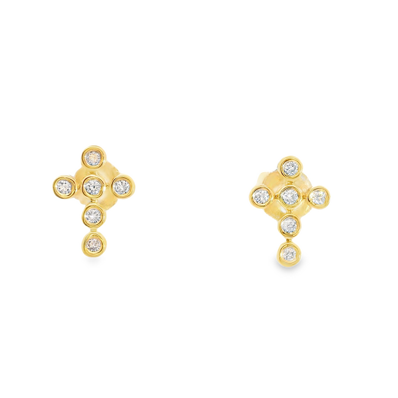 14K YG Bezel Set Diamond Hoop Earrings